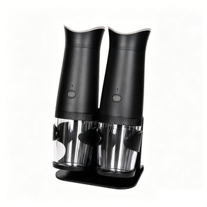 Moulin à poivre électrique à gravité en acier inoxydable, lot de 2, avec support et lumière LED bleue pour la cuisine - Product Image 6
