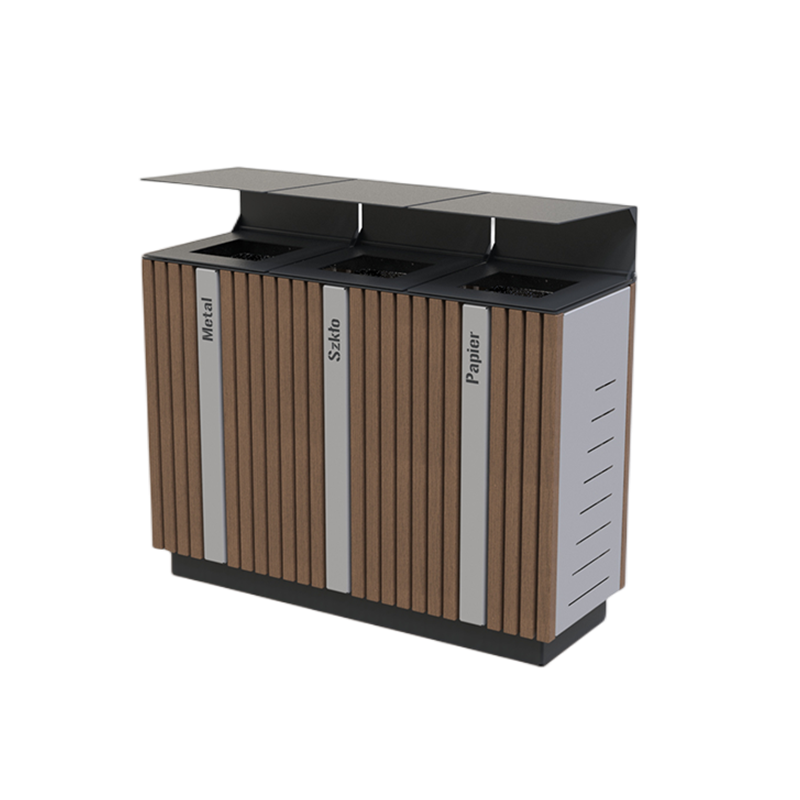 Factory hot sale Garden Park Street Outdoor Steel Wood Commercial Recycle Litter Waste Bin Trash Can