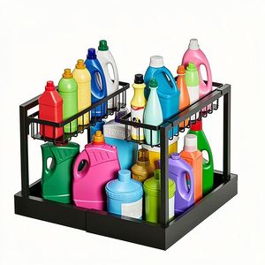 Extendable 2 Tier Under Cabinet Organizer Shelf Heights Adjustable <b>Pull</b> <b>Out</b> Rack Retractable Cabinet Storage for <b>Kitchen</b> Cabinet - Product Image 1