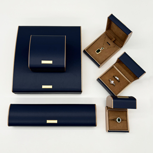 Hộp đựng trang sức bằng da PU màu xanh, có lớp lót nhung, có thể tùy chỉnh <span class=keywords><strong>logo</strong></span>, hình chữ nhật. - Product Image 6