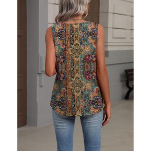 Débardeur pour femme FOXA, col en V, sans manches, imprimé, coupe ample, haut d'été, tissu respirant, style décontracté et élégant - Product Image 5