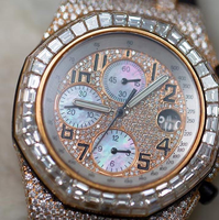 Montre élégante en acier inoxydable de qualité supérieure, sertie de moissanite et de diamants, avec verre antique, écologique, unisexe, offrant une qualité supérieure