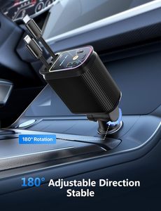 Cargador de Coche con Cable Retráctil, Luz de Techo con Efecto Estrella, Cargador de Teléfono para Coche 4 en 1 Súper Rápido USB C, Adaptador de Cielo Estrellado con 2 Puertos USB - Product Image 5