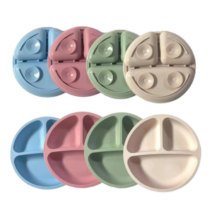 Assiette à dîner en silicone colorée pour enfants ODM/OEM avec ventouse, compartiments pour aliments complémentaires, design mignon, sans BPA, qualité alimentaire - Product Image 1