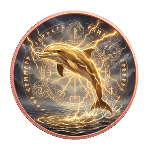Delfín Celestial Guardián 1 oz .999 Cobre Puro Espíritu Marino Rayo Mágico Medallón Mitología Oceánica Arte Coleccionable UV - Product Image 1