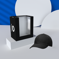 En gros Noir Imprimer Offre Spéciale Chapeau Personnalisé Emballage Casquette de Baseball Boîte-Cadeau Avec Fenêtre Transparente Belle Qualité