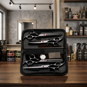 Kit de ciseaux de barbier premium pour droitiers, ciseaux à effiler en acier inoxydable 4Cr13 pour usage professionnel en salon et à domicile, coupe de cheveux - Product Image 3