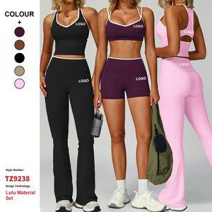 <span class=keywords><strong>Conjunto</strong></span> de Yoga de Color en Contraste, Traje Deportivo Personalizado para Mujer, Espalda Descubierta, Sensación Ligera, Ropa Deportiva para Actividades al Aire Libre, Fitness y Yoga - Product Image 1