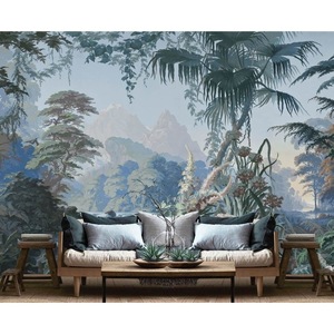 Revestimiento de paredes <span class=keywords><strong>Eden</strong></span> Panorámico Selva tropical Vegetación Retro Restaurante Sofá Fondo Pared Papel tapiz - Product Image 5