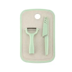 Eco-Friendly Anti-Skid Multipurpose Plastic Chopping Board Knife Set Rectangle Shape Featuring Wheat Straw Design