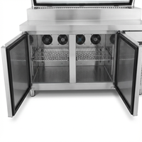 Table de préparation de salades commerciale avec réfrigérateur vitrine à 2 portes et refroidissement par air, dégivrage automatique pour pizzas et sandwichs