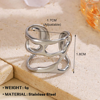 Étanche En Acier Inoxydable Plaqué Or 18K Chunky Large Main Ouvert Bagues Femmes Géométrique Knuckle Anneau D'empilage