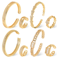 Bracelet et jonc ajustables en laiton et zircon anti-ternissement, personnalisés OEM ODM, pour femmes, Pulsera Trebol