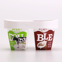Bac à glace jetable Emballage durable IML Récipient à yaourt Pot à yaourt en plastique imprimé personnalisé tasse avec couvercle et cuillère