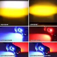Ampoule de phare de moto LED super lumineuse H4 P43T HS1 H6 BA20D P15D avec lentille de projecteur avant, feux de jour (DRL) rouge et bleu, yeux de démon, faisceau haut et bas
