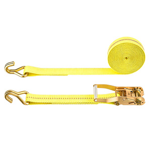 Sangle d'arrimage à cliquet avec poignée en caoutchouc, à faible élasticité, en sangle polyester pour le transport de machines lourdes - Product Image 1