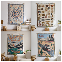 Couverture de climatisation OEM ODM, couverture de sieste de bureau, couverture de canapé marocaine, couverture décorative nordique à pompons, tapisserie mexicaine