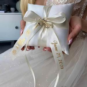 Almohada de Satén Elegante Personalizada para Anillos de Boda, Cojín Porta Anillos, Regalo para Recién Casados, Propuesta de Matrimonio - Product Image 5