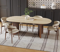 Ensemble de table à manger ovale moderne 6 places, meubles de cuisine en bois massif, table et chaises pour la maison et le restaurant