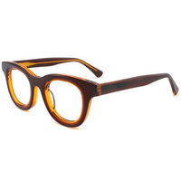 Montures de lunettes rondes pour hommes, style premium, en acétate épais, avec logo personnalisé, monture noire