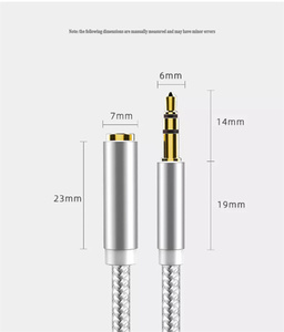 Câble d'extension audio 3,5 mm mâle vers femelle, tressé, plaqué or, TRS, cordon pour <span class=keywords><strong>casque</strong></span> auxiliaire - Product Image 5