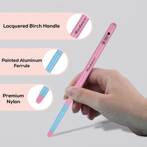 Ensemble de 6 pinceaux professionnels pour nail art, manche en bois, poils synthétiques rose-bleu, ombré, logo personnalisé, pour la conception de lignes et le nail art 3D - Product Image 4