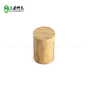 <b>Bamboo</b> cotton swab holder, simple household dental floss cotton swab storage <b>container</b>, dustproof cotton swab box with lid, - Product Image 2