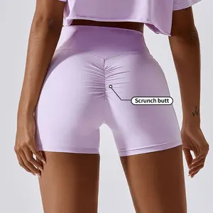 Damen V-Form Mini-Sweat-Yoga-Shorts mit Taschen Gesäß Muskel-Training einfarbig Damen sportliche Laufsshorts