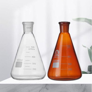 Fiaschi triangolari marroni e trasparenti e fiaschi conici per il laboratorio - Product Image 3