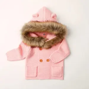 6 12 18 24 Maanden Winter Baby Kleding Kids Tops Gehaakte Capuchon Babyjas Bed Acryl Baby Cardigan Wollen Peuter Meisjes Truien