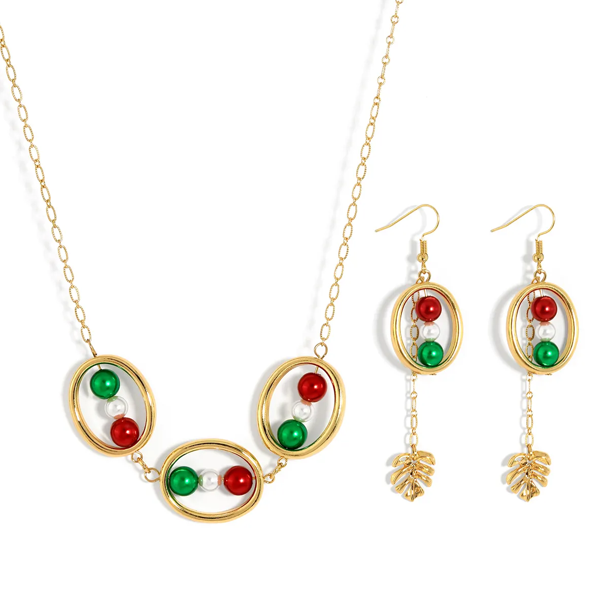 New luxury Christmas design hawaiian style 18k gold plated necklace and earring jewelry set boho earring gift