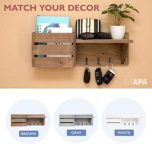 Perchas de pared de madera personalizadas y estante de almacenamiento colgante de madera para organizar y almacenar ropa y llaves - Product Image 3