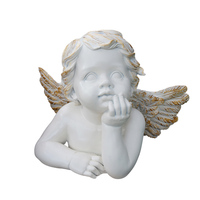 Statue d'ange ailé miniature de style européen moderne et mignon 2026, en résine blanche, pour décoration de table à manger ou de jardin, artisanat en résine tactile