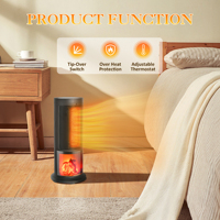 Radiateur tour en céramique PTC 1500W, autoportant, avec écran LED, protection contre la surchauffe et la basculation, ventilateur électrique portable, 249 pieds carrés