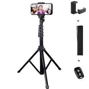 61 "Trọng lượng nhẹ và nhanh chóng điện thoại di động đứng miễn phí cho SLR và video nhôm Tripod với điện thoại clip tự hẹn giờ và mang theo túi