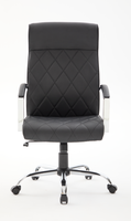 Chaise de bureau ergonomique de direction en cuir PU, dossier haut, inclinable, siège pivotant, hauteur réglable, base en acier chromé