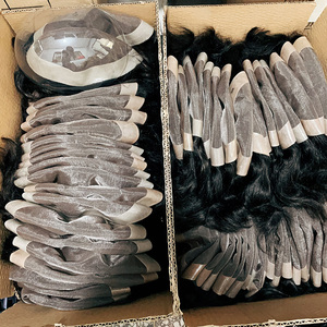 Cổ phiếu nhà máy tùy chỉnh chân tóc handmade 1B màu tóc thật của con người mảnh <span class=keywords><strong>Jerry</strong></span> Curl 0.06mm mỏng da PU cơ sở toupee cho nam giới - Product Image 6