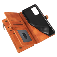 Étui portefeuille en cuir PU pour Samsung S20 Plus, 9 emplacements pour cartes + poche zippée pour pièces de monnaie, support intégré, blocage RFID, protection 360° °   Protection