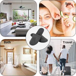 Pantoufles blanches SPA en polaire corail antidérapantes, respirantes et portables pour hôtel, invités, femmes, hommes et voyage - Product Image 6