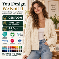 Cardigan en tricot torsadé personnalisé pour femme, col en V, boutonnage frontal, coupe oversize, tricot épais, style Old Money, vêtements d'hiver, OEM ODM