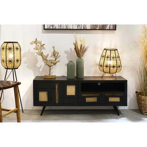 MANGO <b>RATTAN</b> <b>TV</b> <b>UNIT</b> 145.5X40.5X60 BLACK - Product Image 1