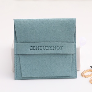 Pochettes à bijoux en microfibre bleu lac PUPPYSEW, sacs d'emballage pour colliers et boucles d'oreilles, pochettes à bijoux avec logo - Product Image 4