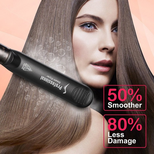 Professional Argan Oil Steam Hair Straightener Flat Iron Adjustable Temperature Rapid Heating Nourishing Care OEM Supply