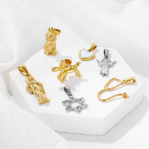 Logotipo personalizado hombres Cruz colgante impermeable Animal oso perro Diy 18K oro diente encanto Acero inoxidable encantos para la fabricación de joyas - Product Image 3