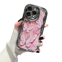 Design Tendance Coque Arrière Papillon et Dragonne Téléphone Anti-Choc avec Perles pour iPhone 17 Air 15 16 14 13 12 Pro Max