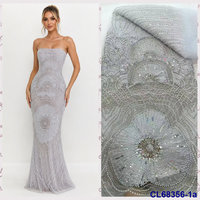 Tissu en dentelle de tulle à sequins 3D, maille brodée écologique en polyester/coton, nouvelle arrivée pour robes