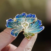 Bros bunga Enamel mode Tiongkok dengan zirkonia kubik bros kristal warna-warni lucu untuk perhiasan wanita