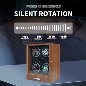 Boîte à remontoir de montre automatique 4 emplacements en noyer, OEM/ODM, grain de bois, intérieur en cuir léger, pour montres automatiques - Product Image 2