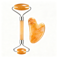 Planche de Guasha en Jaspe Jaune, Pierre de Guasha en Citrine, Outils de Massage en Cristal en Forme de Cœur pour le Drainage Lymphatique et la Sculpture Corporelle