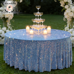 <span class=keywords><strong>Nappe</strong></span> bleue irisée en velours à paillettes de qualité supérieure, idéale pour les mariages, les baby showers, les banquets et les événements haut de gamme - Product Image 1